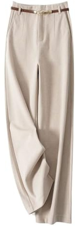 LIUYUYOUGO Pantaloni A Gamba Larga da Donna Invernali, Palazzo Vintage A Vita Alta Misto Lana Eleganti Pantaloni da Ufficio Business Autunno Casual A Gamba Dritta Fondo con Cintura