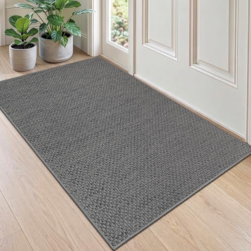 DEXI Felpudo Entrada Casa 90 x 140 cm, Alfombra Entrada Interior Antideslizante, Felpudos Absorbentes para Puerta, Pasillo, Cocina, Gris