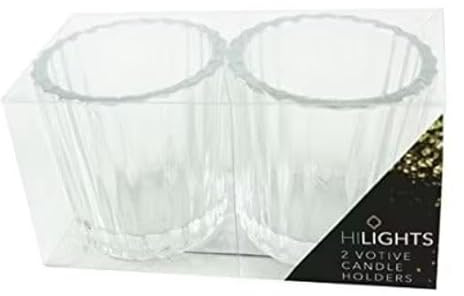 Glass Votive or Tealight Candle Holders - Set of 2