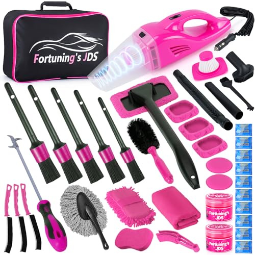 Kit de Nettoyage intérieur de Voiture 38 pièces avec aspirateur à Main Haute Puissance, kit de Lavage de Voiture avec Brosse de détail, kit de détails d'intérieur de Voiture, Accessoires de Voiture