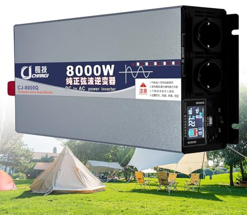 Pur Sinus 6000W 8000W bilväxelriktare, omvandlare, USB-laddning, DC 12 V, 24 V, 48 V, 60 V, 72 V, AC 220 V, 230 V, 240 V, bärbar strömadapter, växelriktare, omvandlare (8000W, 24 Vto220V)