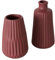 Seaside No.64 - Vase aus Steingut geriffelt Mattes Design dunkelrot - 2er Set - Dekoration im Scandi Style für Gräser und Blümchen - Tischdeko Hochzeit skandinavisch Wohnaccessoire