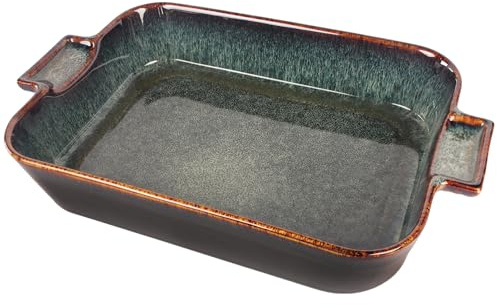 jinsongdafa Porslinsform rektangulär 1,4 l, med handtag, djup ugnsform, lasagneform, ugnsform för förvaring av mat, för fester och bakentusiaster