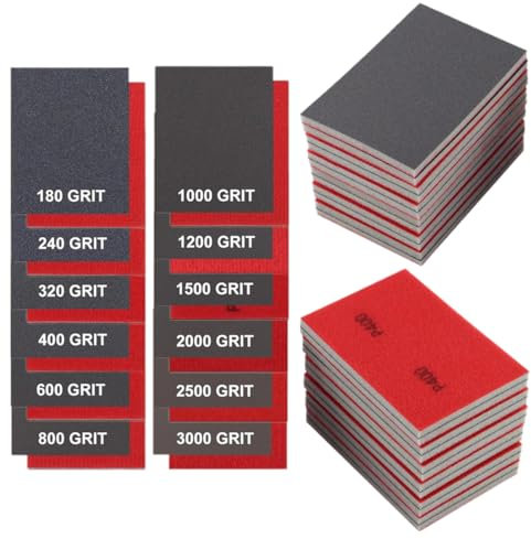 KEQAR 24 Piezas Esponjas de Lijado, Almohadillas y Bloques de Lijado Manual, Grano 180-3000, Suaves y Flexibles, para Madera, Pladur, Muebles, Metal, Pulido y Reparación de Carrocerías