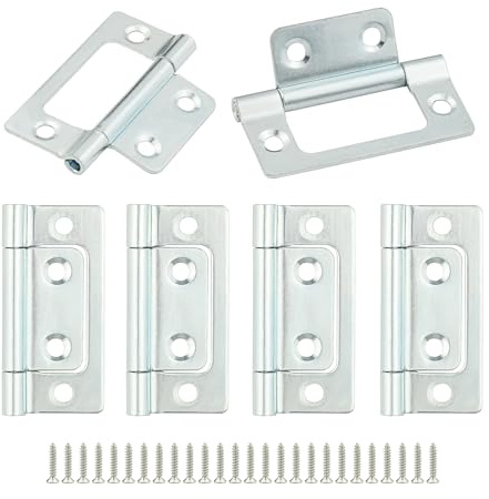 Flush Door Hinges 6pcs,Zinc Plated-51mm(2inch) with Screws for Cabinet | Door Hinges, Flush Mount Hinges for Door, Closet, Windows, Drawer, Boxe, Wardrobe