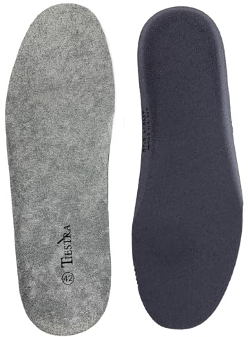 TIESTRA Cotton Terry Cloth Sockless Shoe Inserts - Breathable & Moisture-Wicking Foot Cushions | Shock Absorbing Thick Memory Foam Insoles for Barefoot Comfort| Washable Grey Women EU39/US 8