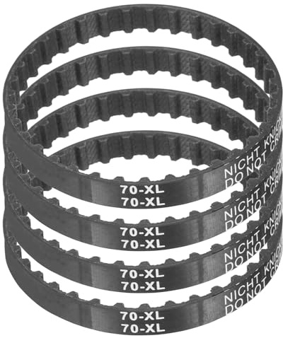 sourcing map 4pcs 70XL 025 Timing Belt 35 Teeth Rubber Geared Cogged Belt, 0.25 Width, 0.20 Pitch Mechanical Replacement Belts