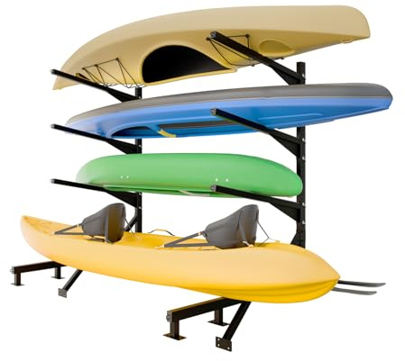 LAJIAOZ Heavy-Duty Kayak Dock Storage Rack, 4-Tier Over-The-Water Mount Kayak Stand for Dock & Pier, Rust-Proof, Holds 4 Kayaks Up to 400 LBS, Space-Saving Waterside Storage