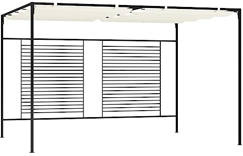 Paviljong med utdragbart tak 3 x 4 x 2,3 m gräddvit 180 g/m² polyester, robust grillpaviljong för trädgård, festtält, utomhusskydd vid familjefester