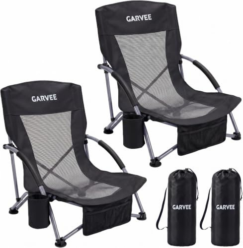 Chaise De Plage Pliante Robuste Et Légère, Haut en Maille Ultralége 2pack | Sangles Sac à Dos, Poche Téléphone, Porte-Gobelet