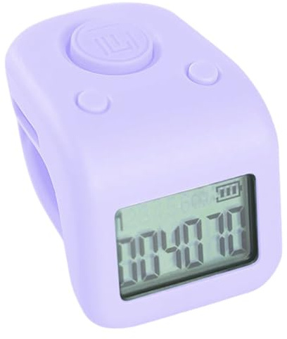 PithCogent Compteur de Tours pour la Natation, Compteur de Doigts, mémoire Rechargeable à 6 canaux pour la Natation - clics avec veilleuse, Violet
