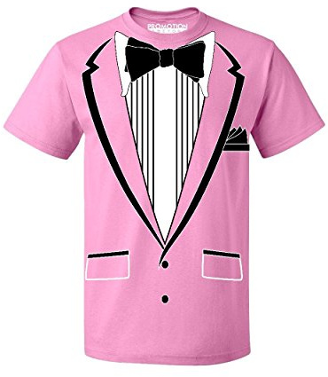 Tuxedo (Black) with Pocket Square Ceremony Men's T-shirt, M, Azalea Pink