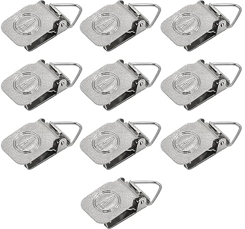 ANDUSTRIAL - Small Durable Nickle-Plated Steel Clips/Clamps For Displaying Shawls, Leather Hides, Quilts, Mats, Rug Samples - Finger Support Triangle Back Alligator Rug Clips - Silver, 10 Clips