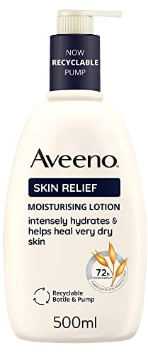 Aveeno Skin Relief Crema Nutriente Senza Profumo, Crema corpo idratante 72h con triplo complesso lenitivo di Avena e Burro di Karité, Crema corpo idratante pelle secca e sensibile, 500 ml