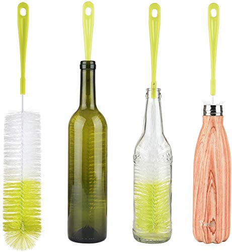 ALINK Brosse de nettoyage pour bouteille de vin, bière, carafe à décanter, thermos, carafe en verre et bouteilles de sport à col étroit 40,6 cm