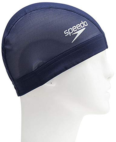 Speedo SE12050 Logo Mesh Cap for Swimming, Unisex, Navy Blue, M Size