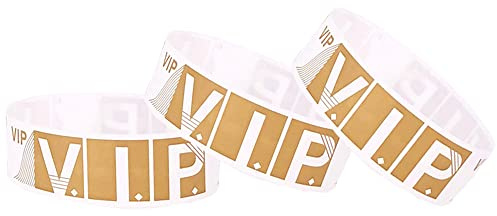 JKJF 200 braccialetti VIP impermeabili per eventi e feste, braccialetti di carta VIP per festival, club, concerti, bar, parchi divertimenti, fiere - oro