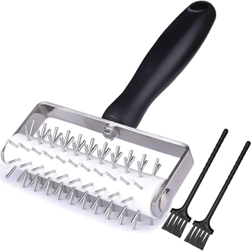 EVEDMOT Pizza Dough Docker Roller Stainless Steel, Pin Puncher Dough Hole Maker, Docking Tool for Pizza Pie Cookie Pastry Bread