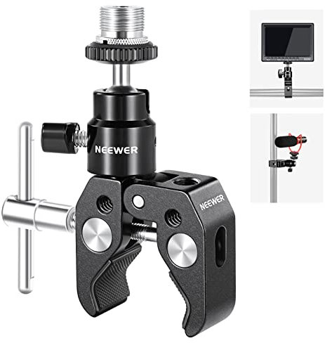 NEEWER Mini-Kugelkopf mit Krabbenklemme, Mikrofonhalterung mit 6,3 mm bis 1,5 cm Gewinde, kompatibel mit SmallRig Kamerakäfig und Mikrofonen, trägt bis zu 1,5 kg