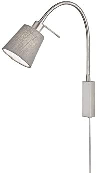 2in1 Wandleuchte & Bettleuchte - Schwanenhalslampe mit Lampenschirm Leinen Grau