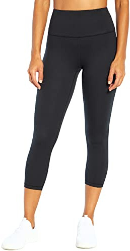 Balance Collection Womens Contender Luxe High Rise Capri Leggings, Black, Large