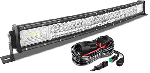 AUXTINGS 82 cm 405W Gebogen LED Lichtleiste Spot Zusatzscheinwerfer Flutlicht Spot LED Arbeitsleuchte mit 12V DT Kabelbaum Kit für JP Pickup Offroad Truck 4X4 ATV Bootsanhänger,wasserdicht