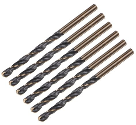 QUARKZMAN 6pz Punte Elicoidali 4,2mm Acciaio ad Alta Velocità (Hss) Rivestite Nitruro Nero e Titanio Dorato 4341 Punte Trapano Elicoidali a Punto Diviso 135 Gradi per Acciaio Inox Metallo
