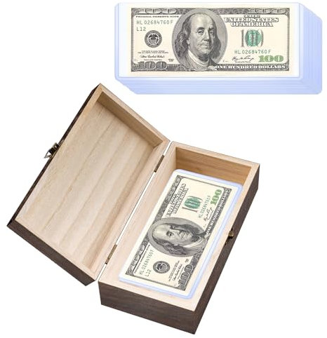 Caisses à Monnaie pour espèces en Bois Boîte à billets avec Serrure et 20 Porte-monnaie en plastique Porte-monnaie Boîte de Rangement d'argent for Cash 20x10x6 cm