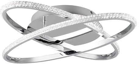 Reality Leuchten LED Deckenleuchte Lane R67802106, Metall Chrom, Acryl Kristalleffekt, inkl. 27 Watt LED, Switch Dimmer
