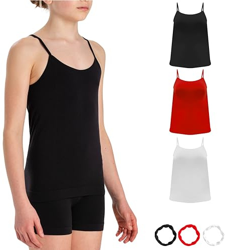 Risalti Camiseta Tirantes Niña Microfibra 3 PZ - Camiseta Niña, Camisetas De Tirantes para Niña, Camiseta De Tirantes, Top Niña, Ropa Niña Sin Costuras, Brazaletes De Regalo - Made In Italy