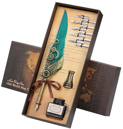 JIANTA Kalligraphie Set Schreibfeder Retro Quill Feder Tinte Set mit 10 Ersatzspitzen für Briefpapier, Kraftpapier mit Geschenkbox für Lehrer, Studenten, Brieffreunde, Erwachsene und Kinder