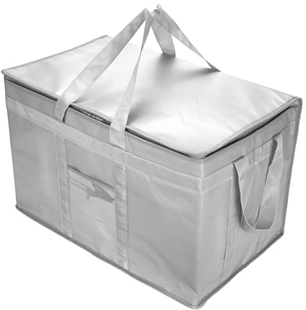 Große isolierte faltbare Kühltasche mit Reißverschluss, wiederverwendbare Einkaufstaschen halten Lebensmittel heiß oder kalt, ideal für Catering, Lebensmitteltransport, 58,4 x 38,1 x 35,6 cm, (Grey)
