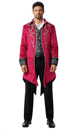 EFOGEP Chaqueta steampunk vintage para hombre steampunk frack príncipe manga larga botón abajo chaqueta gótica victoriana vestido de inglete uniforme medieval gótico esmoquin renacentista pirata