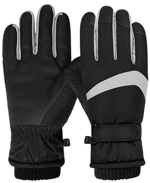 Feelorna Gants de ski d'hiver pour femme, coupe-vent, thermiques, écran tactile, surface imperméable et doublure en polaire, gants chauds pour le ski, le cyclisme, les sports de plein air