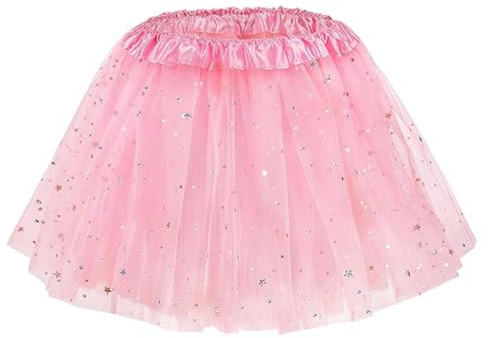 EIHI 1 Falda de Tul para Niñas Faldas de Tutú Bebé Falda de Baile Princesa Tutu Skirt con purpurina de estrella en Rosa Ballet y Cumpleaños Vacaciones Halloween Navidad o ropa, regalos para niños