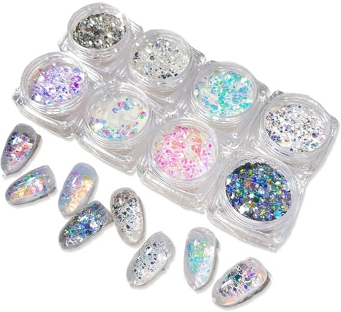 Poudre pailletée 8 couleurs pour le maquillage des yeux, le visage, les cheveux, les ongles, pour travaux manuels, décoration de festival