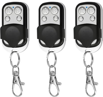 3 portachiavi universali per garage, 433,92 MHz, telecomando senza fili, con 4 pulsanti, duplicato per porte di garage, tapparelle, cancelli elettrici e allarmi per auto