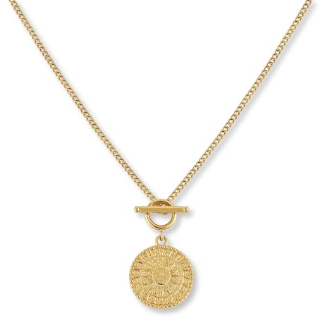 GD GOOD.designs EST. 2015 Sun Necklace – Waterproof Women’s Necklace in Gold with Sun Pendant made of 316L Stainless Steel Plated with 18K Gold – Adjustable (45 cm – 50 cm)