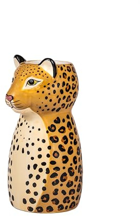Sass & Belle leopardformad blomvas – knasig heminredningsvas med leopardtryck – söt blomkruka, vardagsrumstillbehör