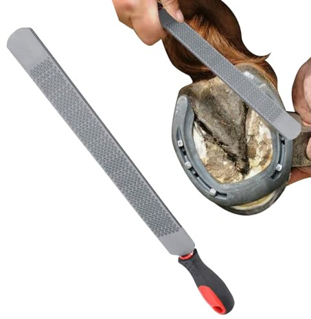 Farrier - Escofina para cascos de doble cara de acero al carbono, herramienta de corte afilada y duradera, mango de goma antideslizante | Mini raspadora para cuidado de pezuñas de caballos y
