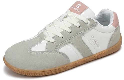 TARELO Chaussures Barefoot Femme Pieds Larges Minimalistes Baskets Zero Drop Légères Antidérapantes Marche Sneakers Mode Taille 36-41(A Gris,38)