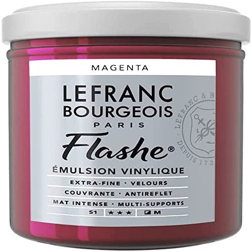 Lefranc Bourgeois 300554 Flashe akrylfärg och vinylfärg, högpigmenterad, elastisk, ljusäkta, åldringsbeständig, matt, för inomhus- och utomhusbruk, 125 ml kruka – magenta
