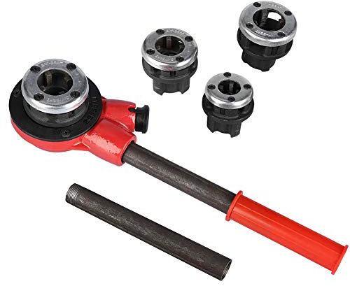 Estink Rohrgewindeschneidsatz, 4 Gewindeschneidkluppensatz, manuelle Klempnerrohr-Gewinde-Kit, 1/2 , 3/4, 1 , 1-1/4, mit Verlängerungsstange und Griff, Tragekoffer gelagert