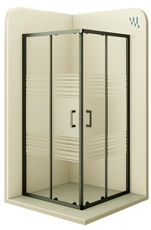 MOG Duschkabine mit Schiebetüren 80x90 cm Höhe: 190 cm Eckdusche mit Rollensystem aus 6mm teilsatiniertem ESG Glas DK79 - alle Grössen