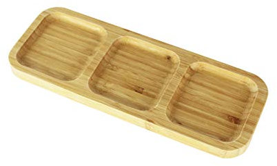 ELGO Wagtail Bandeja de Madera Bambu para Comida con divisiones para postres y Aperitivos, Varios Compartimentos. (CUADRADO)