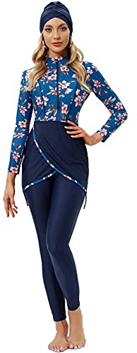 seafanny Maillot de Bain 3 pièces pour Femme Musulmane, Couverture complète, Hijab Burkini Modeste (Sakura 42-44)