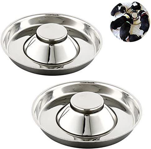 YUDANSI Stainless Steel Puppy Weaning Bowls,Cat Bowls for Food Water,Multiple Puppies Feeder Whelping Dishes,Litter Feeding Station Pans for Small Dogs Cats Eating at Same Time-Small Medium Large Size