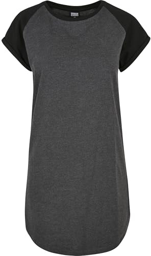 Urban Classics Ladies’ Contrast Raglan Tee Dress Donna Miniabito Nero/Grigio L