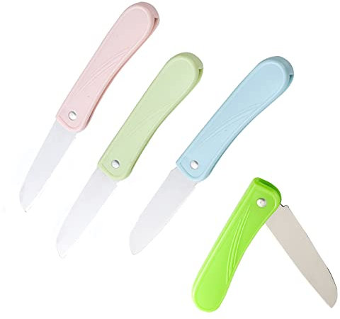 Ailelan 4 Pack Foldable Small Kitchen Knife Set - Stainless Steel Fruit and Vegetable Knives Suitable for Most Vegetables, Meat