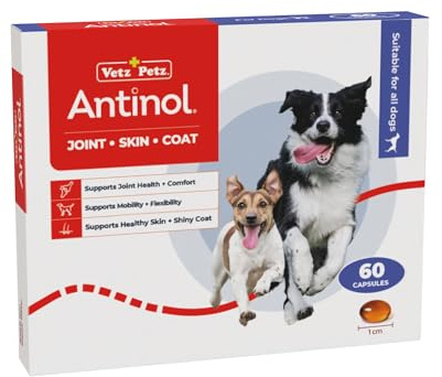 Vetz Petz Antinol - Dog Joint Supplement – 100% Natural Green-Lipped Mussel Oil for Joint Health & Mobility – Full-Spectrum Omega-3s for Dogs – No Fillers or Powders – 60 Softgel Capsules